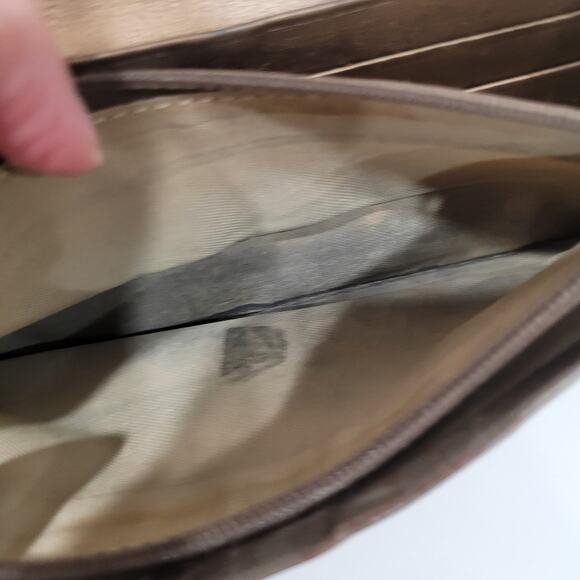 Coach Long Wallet Stripe Croc Envelope Metalic Brown Designer Large Leather - Picture 6 of 10